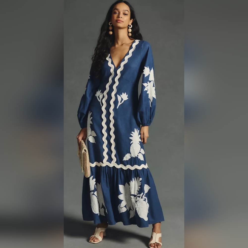 Farm Río By Anthropologie Embroidered Long-Sleeve Dress Plus Size